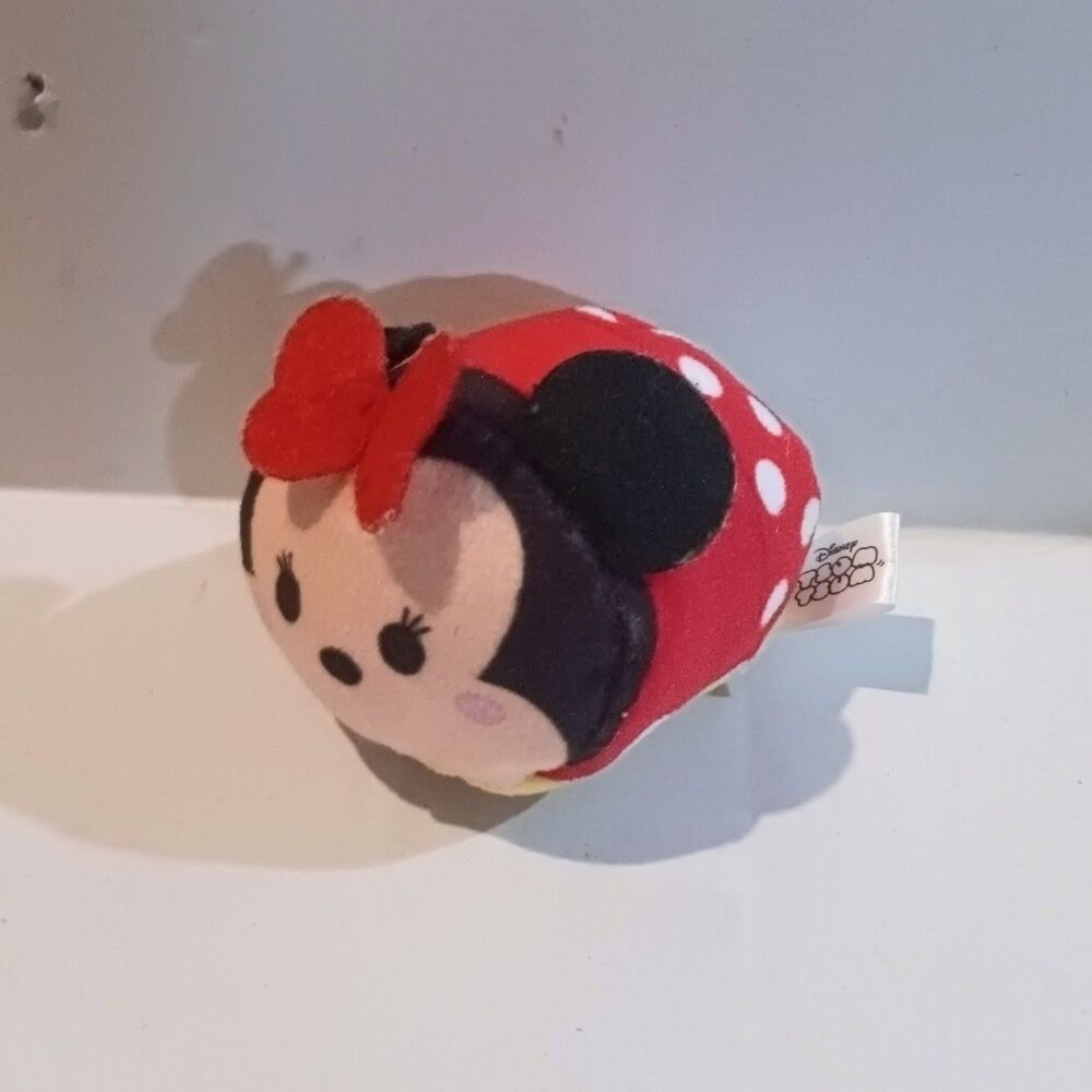 Disney Tsum Tsum Minnie Mouse Mini Plush-2021-Red Polka Dot Dress-Curly Tail